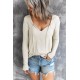 V Neck Drawstring Long Sleeve T-shirt V Neck Drawstring Long Sleeve T-shirt