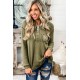 Green Waffle Elbow Patch Buttoned Long Sleeve Top Green Waffle Elbow Patch Buttoned Long Sleeve Top