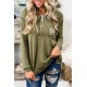 Green Waffle Elbow Patch Buttoned Long Sleeve Top Green Waffle Elbow Patch Buttoned Long Sleeve Top