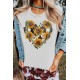 Sunflower Heart-shaped Print Short Sleeve Top Sunflower Heart-shaped Print Short Sleeve Top