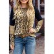 Leopard Striped Splicing Long Sleeve Tee Leopard Striped Splicing Long Sleeve Tee
