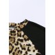 Leopard Striped Splicing Long Sleeve Tee Leopard Striped Splicing Long Sleeve Tee