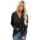 Black Waffle Texture V Neck Twist Long Sleeve Top Black Waffle Texture V Neck Twist Long Sleeve Top