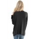 Black Waffle Texture V Neck Twist Long Sleeve Top Black Waffle Texture V Neck Twist Long Sleeve Top