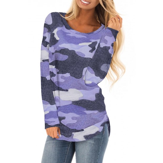 Blue Stand For Something Camo Knit Top Blue Stand For Something Camo Knit Top