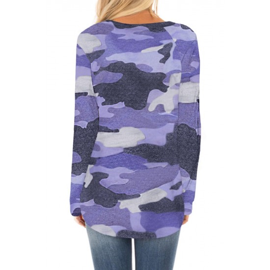 Blue Stand For Something Camo Knit Top Blue Stand For Something Camo Knit Top