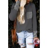 Gray Chevron Print Pocket and Sleeve Cuffs Top