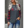 Christmas Pattern Plaid Splice Long Sleeve Top