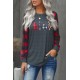 Christmas Pattern Plaid Splice Long Sleeve Top Christmas Pattern Plaid Splice Long Sleeve Top