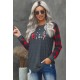 Christmas Pattern Plaid Splice Long Sleeve Top Christmas Pattern Plaid Splice Long Sleeve Top