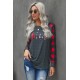 Christmas Pattern Plaid Splice Long Sleeve Top Christmas Pattern Plaid Splice Long Sleeve Top