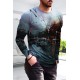 Men's Black Digital Print Long Sleeve Top Men's Black Digital Print Long Sleeve Top