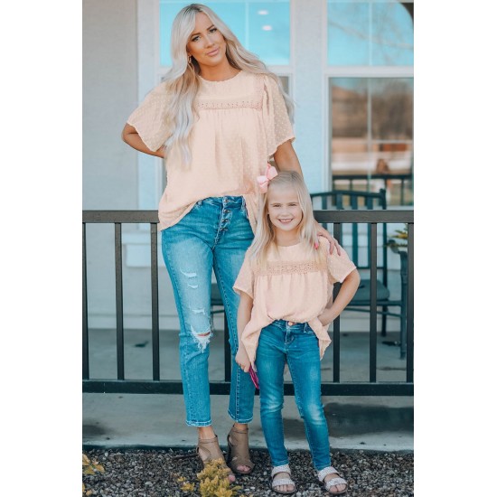 Apricot Flutter Sleeves Sheer Textured Babydoll Top Apricot Flutter Sleeves Sheer Textured Babydoll Top