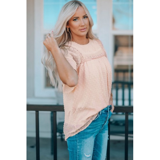 Apricot Flutter Sleeves Sheer Textured Babydoll Top Apricot Flutter Sleeves Sheer Textured Babydoll Top