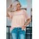 Apricot Flutter Sleeves Sheer Textured Babydoll Top Apricot Flutter Sleeves Sheer Textured Babydoll Top