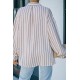 Khaki Striped Buttons Closure Long Sleeve Shirt Khaki Striped Buttons Closure Long Sleeve Shirt