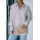 Khaki Striped Buttons Closure Long Sleeve Shirt Khaki Striped Buttons Closure Long Sleeve Shirt