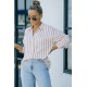 Khaki Striped Buttons Closure Long Sleeve Shirt Khaki Striped Buttons Closure Long Sleeve Shirt