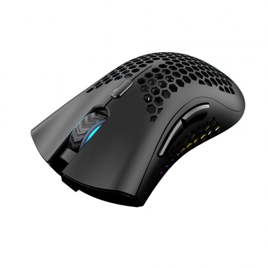 2.4G Wireless Gaming Mouse Rechargeable Mouse with RGB Light Effect 3 Adjustable DPI Hollowed-out Honeycomb Design Black 2.4G Wireless Gaming Mouse Rechargeable Mouse with RGB Light Effect 3 Adjustable DPI Hollowed-out Honeycomb Design Black