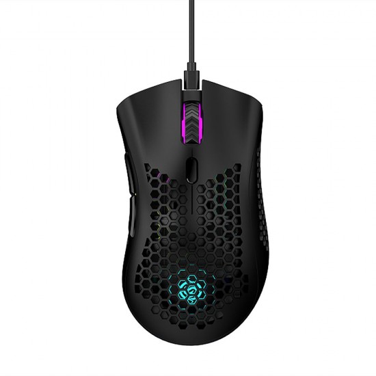 2.4G Wireless Gaming Mouse Rechargeable Mouse with RGB Light Effect 3 Adjustable DPI Hollowed-out Honeycomb Design Black 2.4G Wireless Gaming Mouse Rechargeable Mouse with RGB Light Effect 3 Adjustable DPI Hollowed-out Honeycomb Design Black