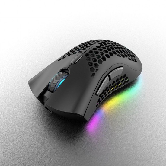 2.4G Wireless Gaming Mouse Rechargeable Mouse with RGB Light Effect 3 Adjustable DPI Hollowed-out Honeycomb Design Black 2.4G Wireless Gaming Mouse Rechargeable Mouse with RGB Light Effect 3 Adjustable DPI Hollowed-out Honeycomb Design Black