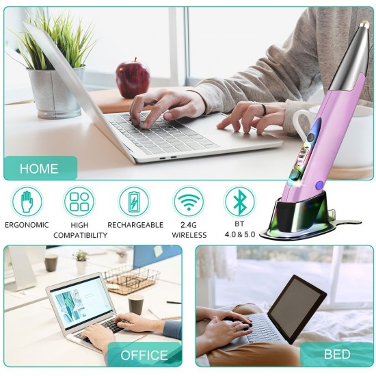 Three Mode 2.4G+BT3.0+5.0 Wireless Optical Pen Mouse 800/1200/1600DPI Rechargeable Pocket Pen Mouse for PC Laptop Computer Blue Three Mode 2.4G+BT3.0+5.0 Wireless Optical Pen Mouse 800/1200/1600DPI Rechargeable Pocket Pen Mouse for PC Laptop Computer Blue