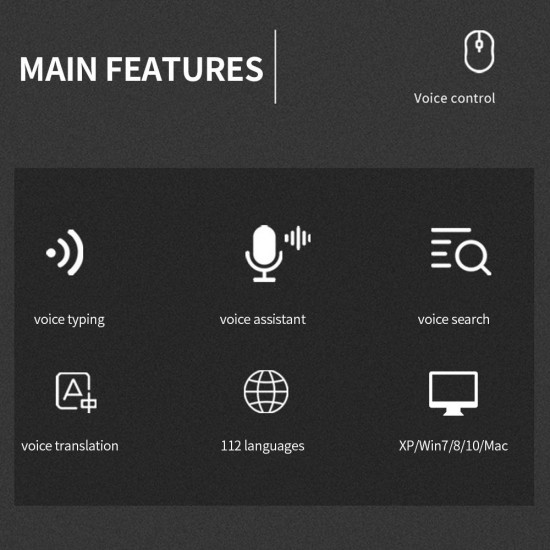 X5 AI Intelligent Voice Mouse 2.4G Wireless Silent Office Mouse 1200DPI Voice Typing/Translation Mouse for Win7/8/10/XP/Mac Black&Grey X5 AI Intelligent Voice Mouse 2.4G Wireless Silent Office Mouse 1200DPI Voice Typing/Translation Mouse for Win7/8/10/XP/Mac Black&Grey