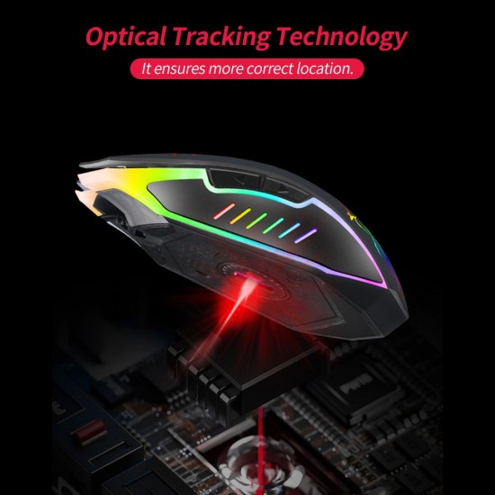 Wired Gaming Mouse 3600DPI Ergonomic Mouse Optical Mouse 4 Adjustable DPI levels/ 6 Buttons/ 7-color Breathing Light, Black Wired Gaming Mouse 3600DPI Ergonomic Mouse Optical Mouse 4 Adjustable DPI levels/ 6 Buttons/ 7-color Breathing Light, Black