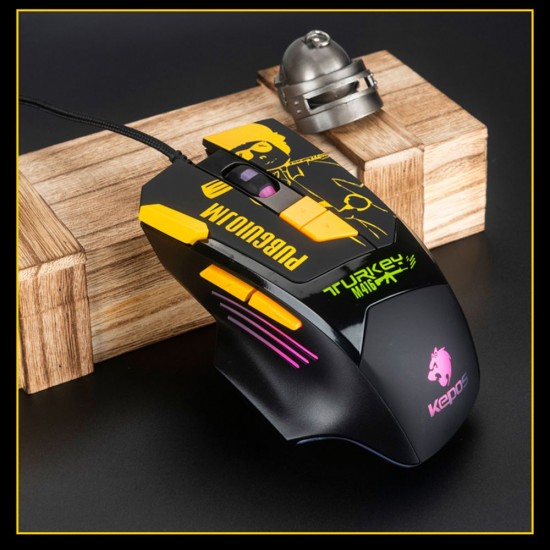 Wired Gaming Mouse Ergonomic Mouse 8 Programmable Buttons 800/1200/1600/2400/3600/4800DPI 6-color Breathing Light, Yellow Wired Gaming Mouse Ergonomic Mouse 8 Programmable Buttons 800/1200/1600/2400/3600/4800DPI 6-color Breathing Light, Yellow