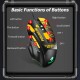 Wired Gaming Mouse Ergonomic Mouse 8 Programmable Buttons 800/1200/1600/2400/3600/4800DPI 6-color Breathing Light, Yellow Wired Gaming Mouse Ergonomic Mouse 8 Programmable Buttons 800/1200/1600/2400/3600/4800DPI 6-color Breathing Light, Yellow