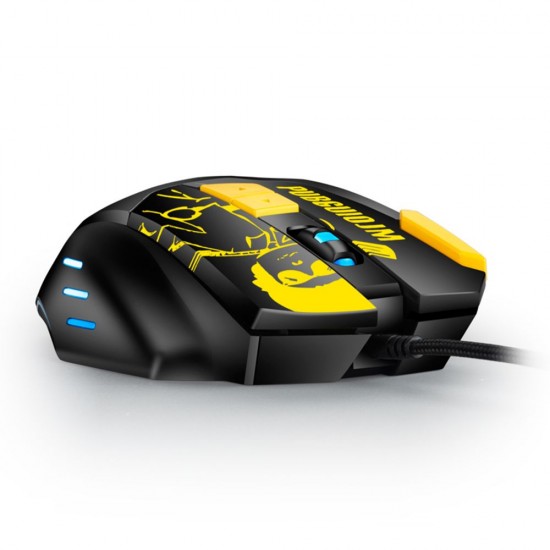 Wired Gaming Mouse Ergonomic Mouse 8 Programmable Buttons 800/1200/1600/2400/3600/4800DPI 6-color Breathing Light, Yellow Wired Gaming Mouse Ergonomic Mouse 8 Programmable Buttons 800/1200/1600/2400/3600/4800DPI 6-color Breathing Light, Yellow