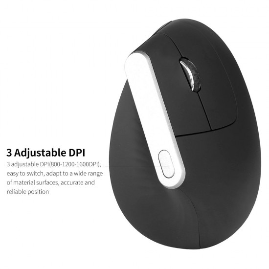 2.4G Wireless Optical Mouse Vertical Mouse 6 Keys Ergonomic Mice with 3-gear Adjustable DPI for PC Laptop Black 2.4G Wireless Optical Mouse Vertical Mouse 6 Keys Ergonomic Mice with 3-gear Adjustable DPI for PC Laptop Black