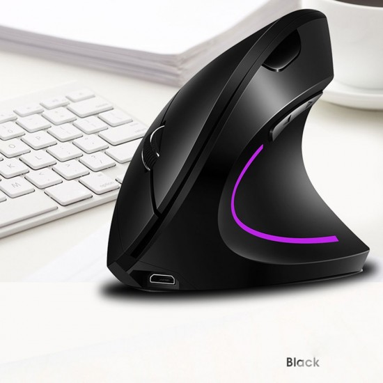 2.4G Wireless Vertical Mouse Rechargeable Upright Ergonomic Mouse 3 Adjustable DPI Levels RGB Flowing Light Plug N Play, Black 2.4G Wireless Vertical Mouse Rechargeable Upright Ergonomic Mouse 3 Adjustable DPI Levels RGB Flowing Light Plug N Play, Black