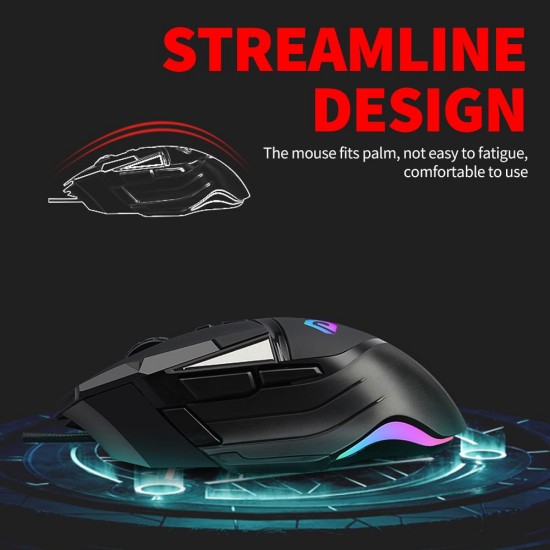 DM502 Wired Gaming Mouse Ergonomic Mice with Optical Engine Maximum 7200DPI 8 Programmable Buttons Colorful RGB Light Effect DM502 Wired Gaming Mouse Ergonomic Mice with Optical Engine Maximum 7200DPI 8 Programmable Buttons Colorful RGB Light Effect