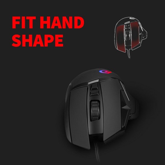 DM502 Wired Gaming Mouse Ergonomic Mice with Optical Engine Maximum 7200DPI 8 Programmable Buttons Colorful RGB Light Effect DM502 Wired Gaming Mouse Ergonomic Mice with Optical Engine Maximum 7200DPI 8 Programmable Buttons Colorful RGB Light Effect