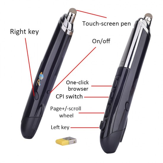 PR-08 2.4Ghz Wireless Optical Touch-pen Mouse 800/1200/1600DPI Wireless Mouse Pen with Web Browsing Laser-Presenter Handwriting Ergonomic Mice for PC Laptop Computer PR-08 2.4Ghz Wireless Optical Touch-pen Mouse 800/1200/1600DPI Wireless Mouse Pen with Web Browsing Laser-Presenter Handwriting Ergonomic Mice for PC Laptop Computer