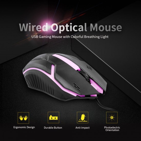 CM-818 Wired Optical Mouse Gaming Mouse 1200DPI USB Gaming Mouse Ergonomic Mouse with Colorful Breathing Light Black CM-818 Wired Optical Mouse Gaming Mouse 1200DPI USB Gaming Mouse Ergonomic Mouse with Colorful Breathing Light Black