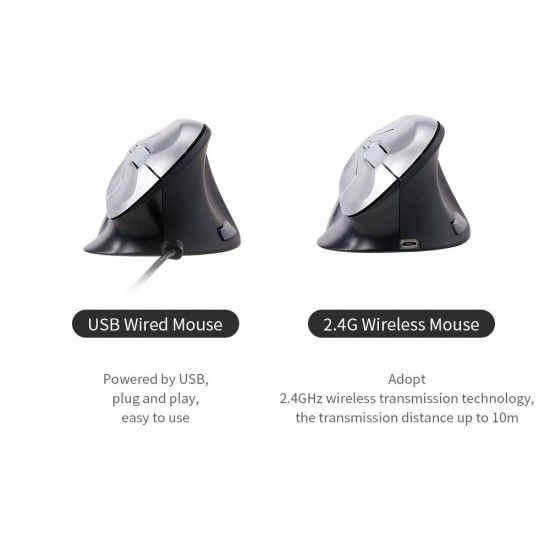 6D Wireless Optical Mouse Vertical Mouse 2.4GHz Gaming Mouse 6 Keys Ergonomic Design Mouse for PC Laptop Black+Silver 6D Wireless Optical Mouse Vertical Mouse 2.4GHz Gaming Mouse 6 Keys Ergonomic Design Mouse for PC Laptop Black+Silver