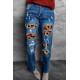 Sunflower Plaid Patch Ripped Boyfriend Jeans Sunflower Plaid Patch Ripped Boyfriend Jeans