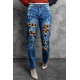 Sunflower Plaid Patch Ripped Boyfriend Jeans Sunflower Plaid Patch Ripped Boyfriend Jeans