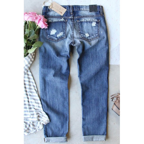 Sunflower Plaid Patch Ripped Boyfriend Jeans Sunflower Plaid Patch Ripped Boyfriend Jeans