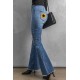 Sunflower Patchwork Raw Hem Distressed Flare Jeans Sunflower Patchwork Raw Hem Distressed Flare Jeans