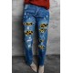 Sunflower Patchwork Straight Leg Distressed Jeans Sunflower Patchwork Straight Leg Distressed Jeans