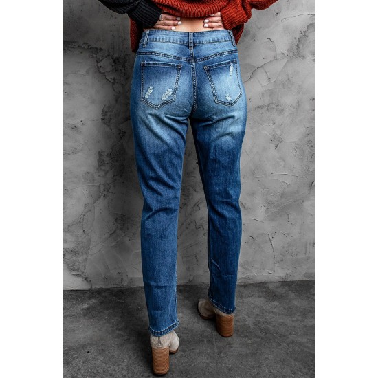 Sunflower Patchwork Straight Leg Distressed Jeans Sunflower Patchwork Straight Leg Distressed Jeans
