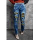 Sunflower Patchwork Straight Leg Distressed Jeans Sunflower Patchwork Straight Leg Distressed Jeans