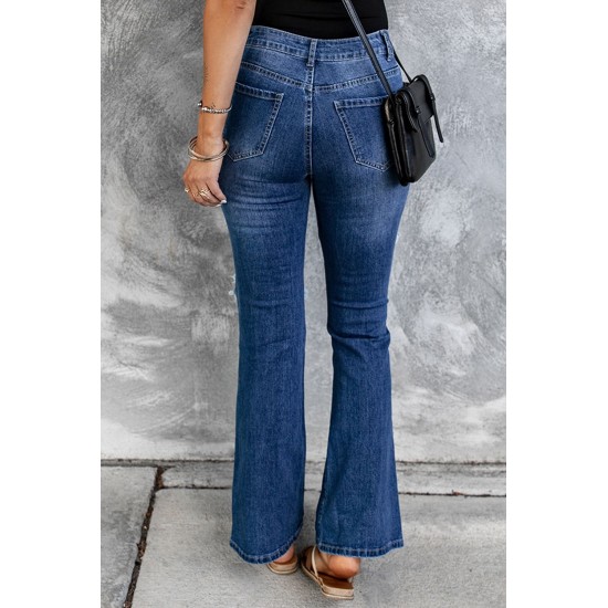 Blue St Patrick Clover Patchwork High Rise Flare Jeans Blue St Patrick Clover Patchwork High Rise Flare Jeans