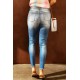 Sky Blue Sunflower Print Ripped Skinny Fit Jeans Sky Blue Sunflower Print Ripped Skinny Fit Jeans