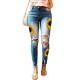Sky Blue Sunflower Print Ripped Skinny Fit Jeans Sky Blue Sunflower Print Ripped Skinny Fit Jeans