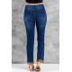 Blue Heart Leopard Patchwork Slim-fit Distressed Jeans Blue Heart Leopard Patchwork Slim-fit Distressed Jeans