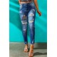 Blue Casual Leopard Animal Print Ripped Jeans Blue Casual Leopard Animal Print Ripped Jeans
